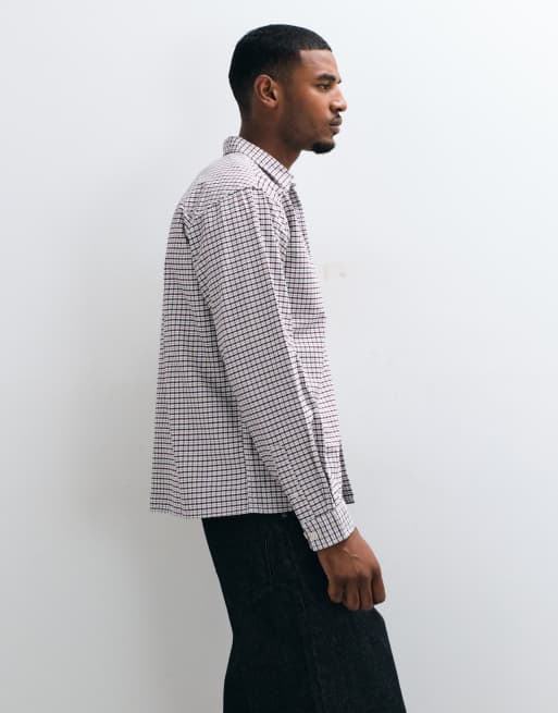 Jack & Jones camicia a maniche lunghe ricamata a quadri bordeaux, 5 di 5