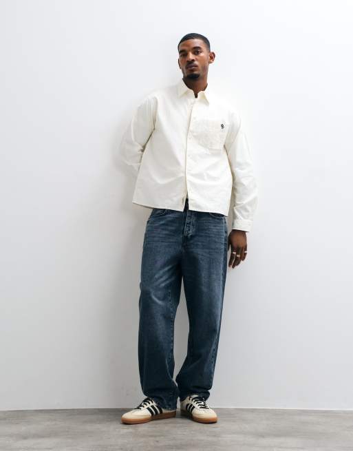 Jack & Jones camicia a maniche lunghe ricamata a righe bianche, 2 di 5