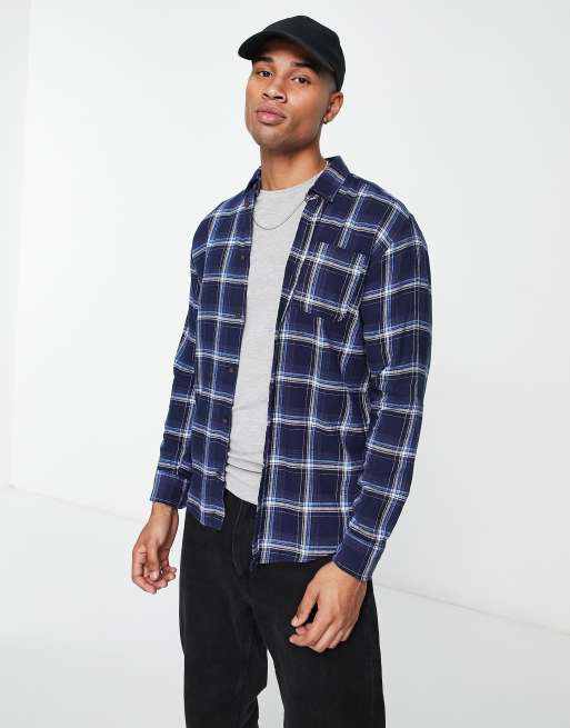 Jack & Jones - Camicia a quadri a maniche lunghe blu navy