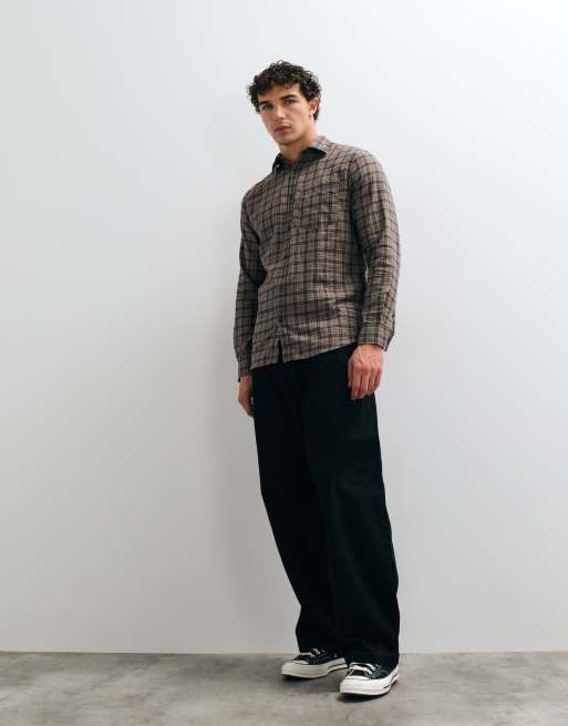 Jack & Jones camicia a quadri in flanella marrone, 4 di 5