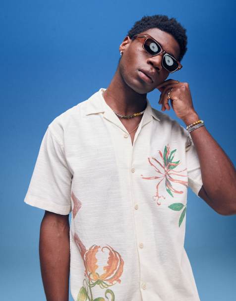Jack & Jones - Camicia bianca con stampa a fiori e rever - view 1