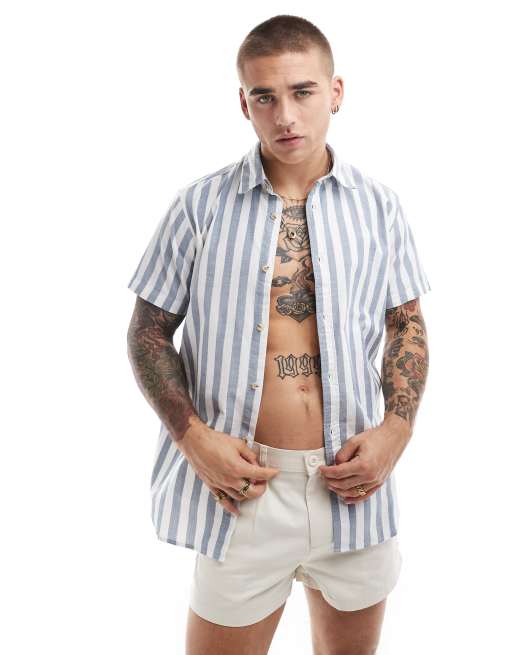 Jack & Jones - Camicia blu a righe oxford