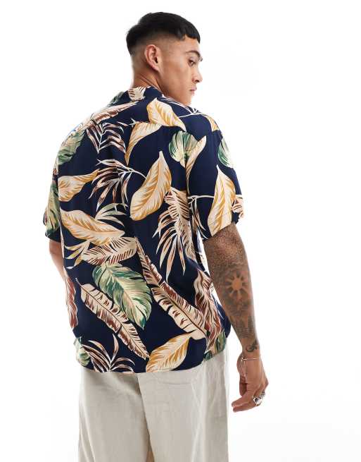 Jack & Jones - Camicia blu navy a fiori con colletto con rever, 2 di 4