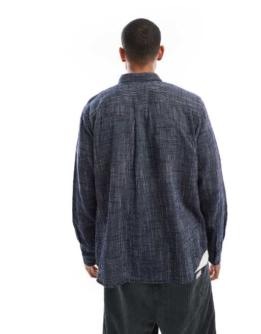 Jack & Jones - Camicia blu navy testurizzata a righe, 3 di 4