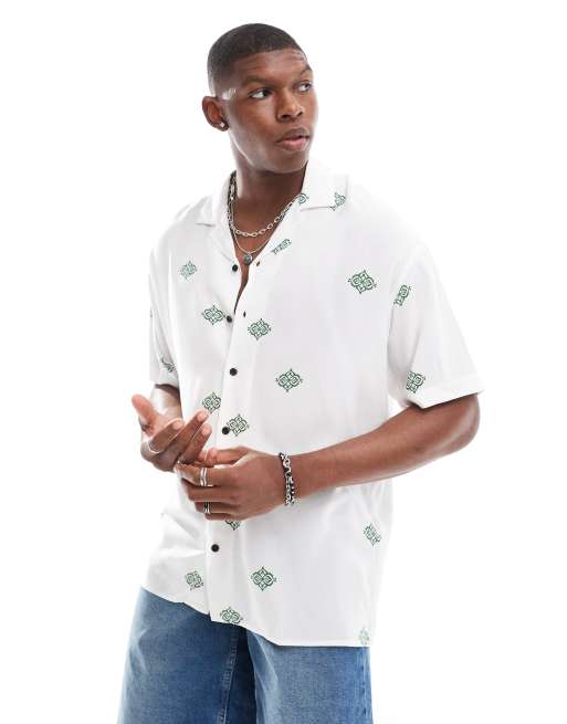 Jack & Jones - Camicia con collo a rever bianca con stampa
