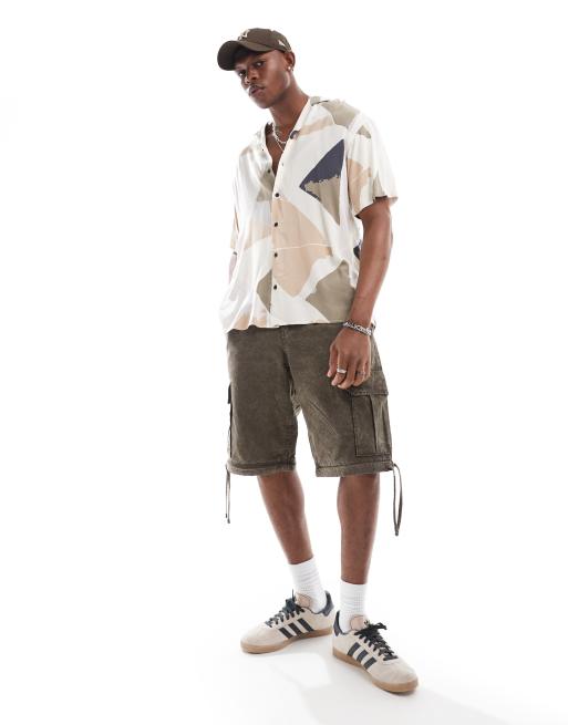Jack & Jones - Camicia con collo a rever grigia con stampa geometrica
