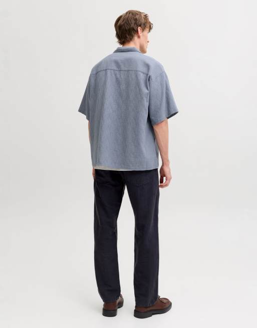 Jack & Jones - Camicia con collo alla cubana color pietra focaia, 2 di 7
