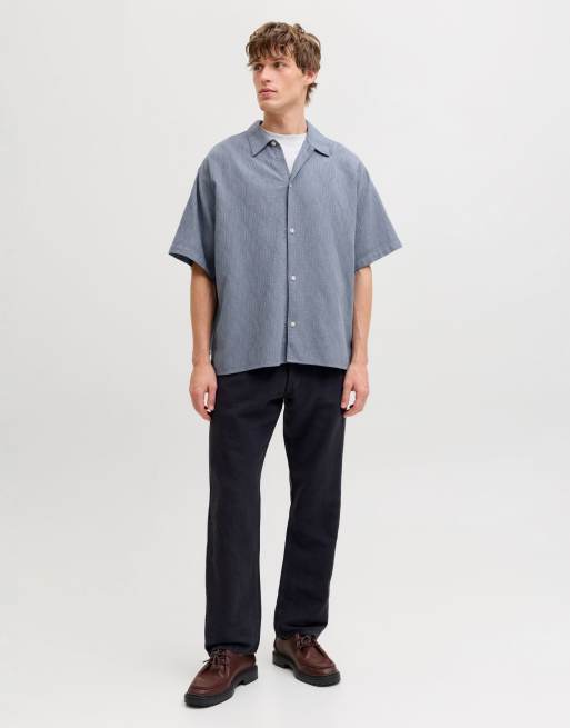 Jack & Jones - Camicia con collo alla cubana color pietra focaia, 3 di 7
