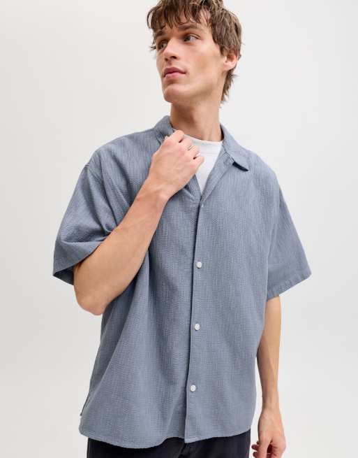 Jack & Jones - Camicia con collo alla cubana color pietra focaia, 6 di 7