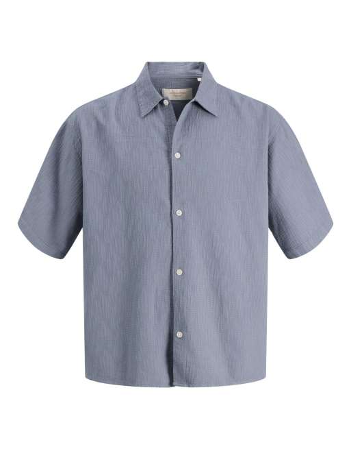 Jack & Jones - Camicia con collo alla cubana color pietra focaia, 7 di 7