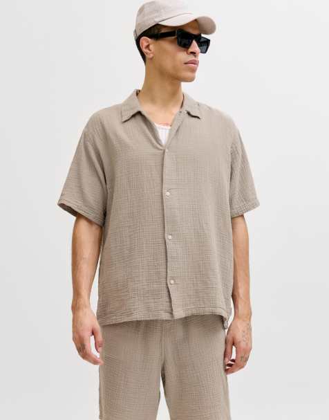 Jack & Jones - Camicia con collo alla cubana kaki vintage - view 1