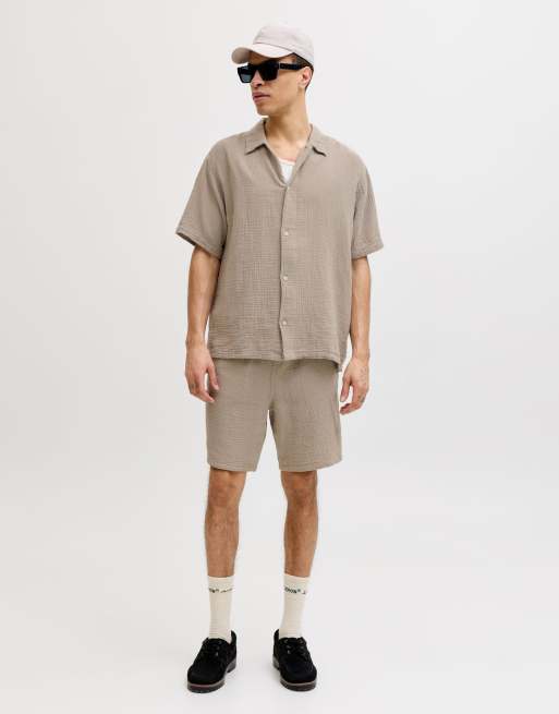 Jack & Jones - Camicia con collo alla cubana kaki vintage, 3 di 7