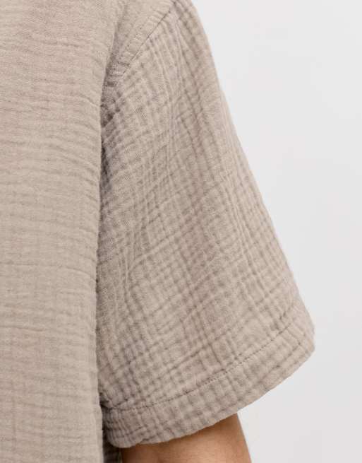 Jack & Jones - Camicia con collo alla cubana kaki vintage, 4 di 7
