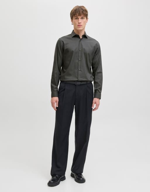 Jack & Jones camicia elegante in grigio scuro mélange, 3 di 7