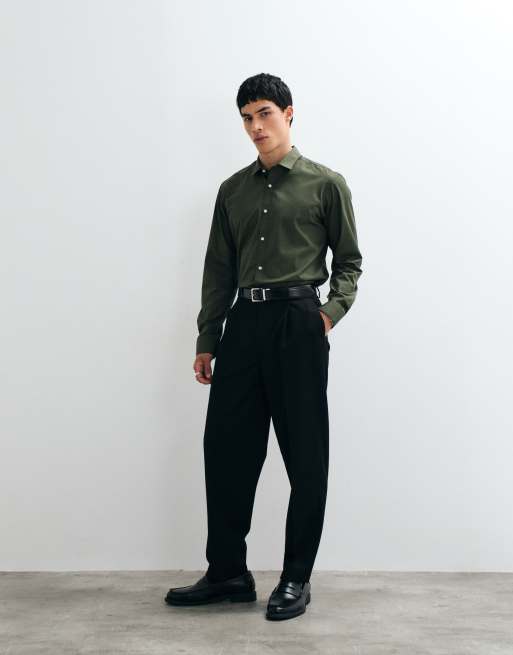 Jack & Jones - Camicia elegante slim verde oliva, 5 di 5