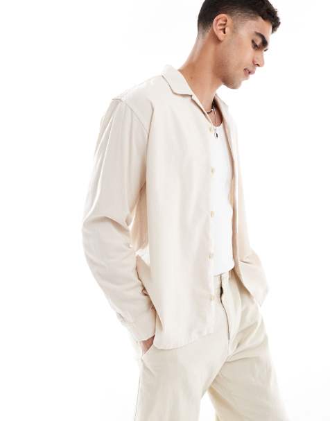 Jack & Jones - Camicia giacca beige in misto lino con colletto a rever - view 1