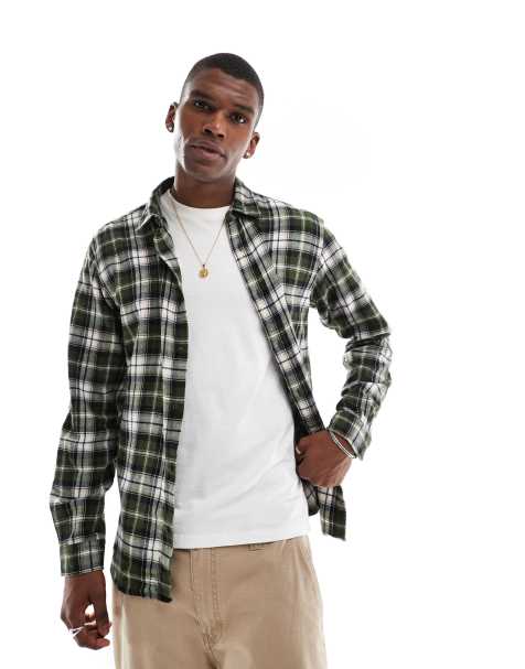 Jack & Jones - Camicia in flanella kaki a quadri - view 1