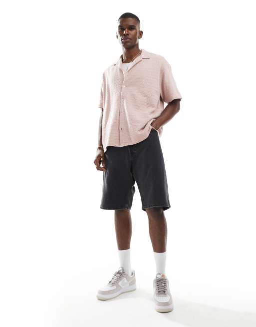 Jack & Jones - Camicia in jacquard rosa a maniche corte, 2 di 4