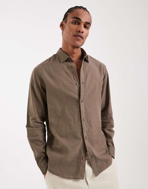 Jack & Jones - Camicia in misto lino marrone chiaro - view 1