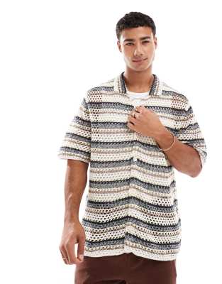 Jack & Jones - Camicia in tessuto all'uncinetto a righe | ASOS
