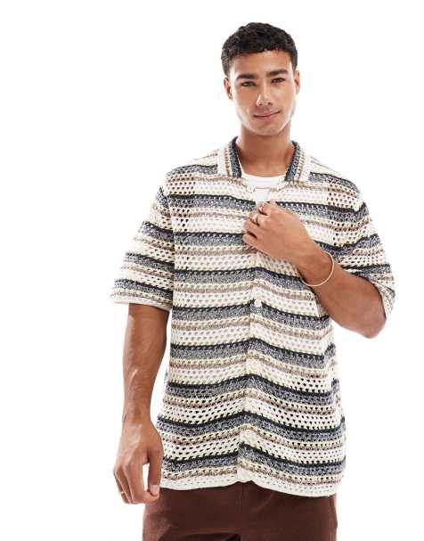 Jack & Jones - Camicia in tessuto all'uncinetto a righe - view 1