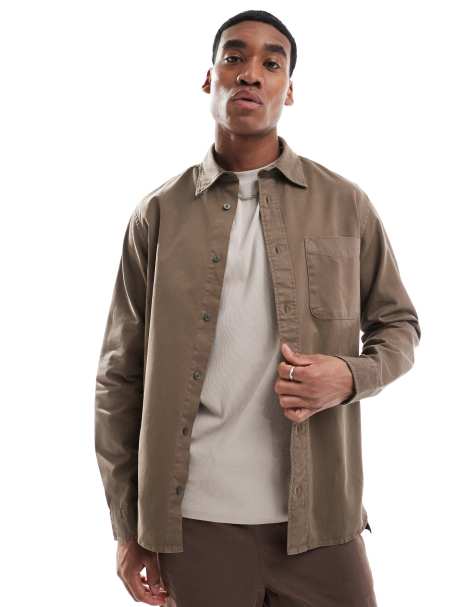 Jack & Jones - Camicia marrone in twill pesante - view 1