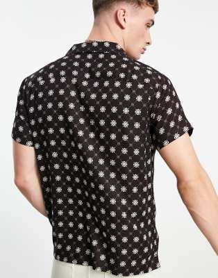 Camicia oversize a maniche corte nera con stampa geometrica-Nero - Jack&Jones Camicia donna  - immagine2