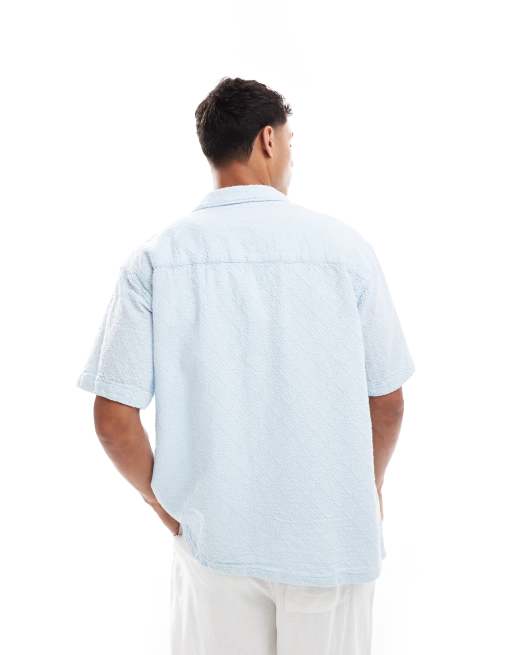 Jack & Jones textured oversized shirt in blue