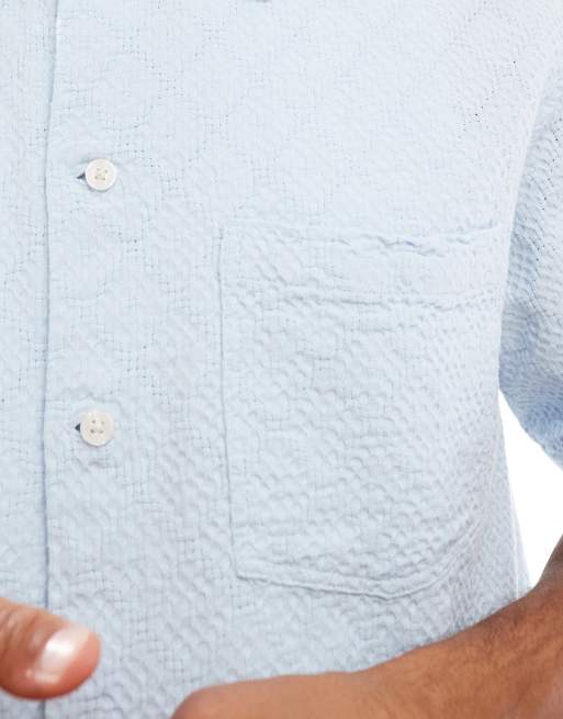 Jack & Jones textured oversized shirt in blue
