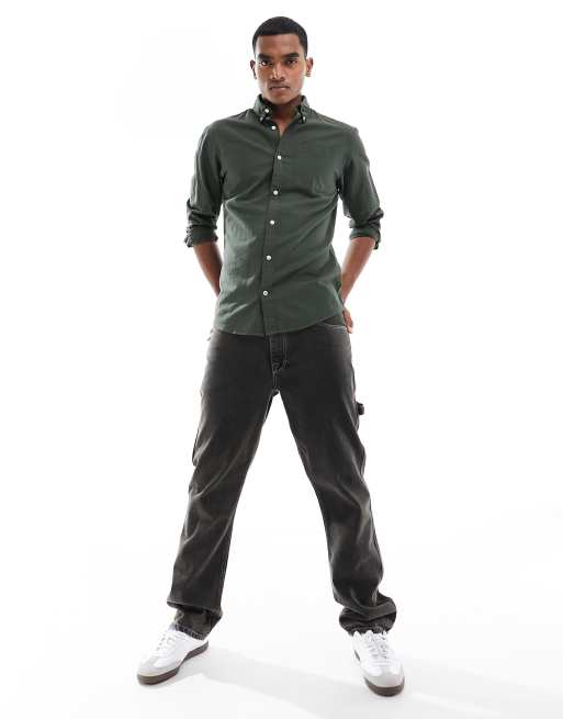 Jack & Jones - Camicia Oxford oversize color kaki , 2 di 4