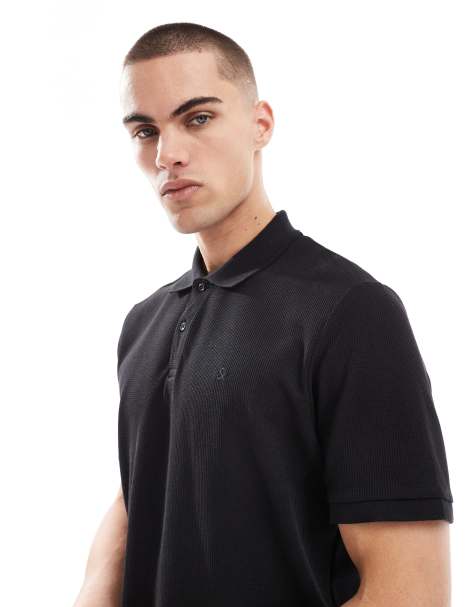 Jack & Jones - Camicia polo testurizzata nera a nido d'ape - view 1