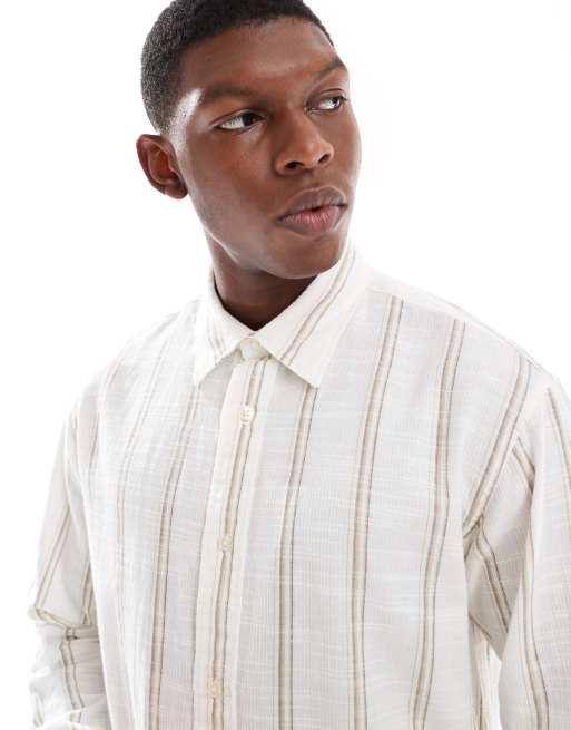 Jack & Jones - Camicia premium a maniche lunghe bianca a righe, 4 di 4