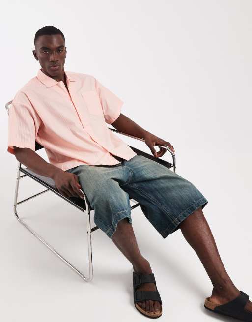 Jack & Jones - Camicia squadrata in popeline rosa a righe, 3 di 5