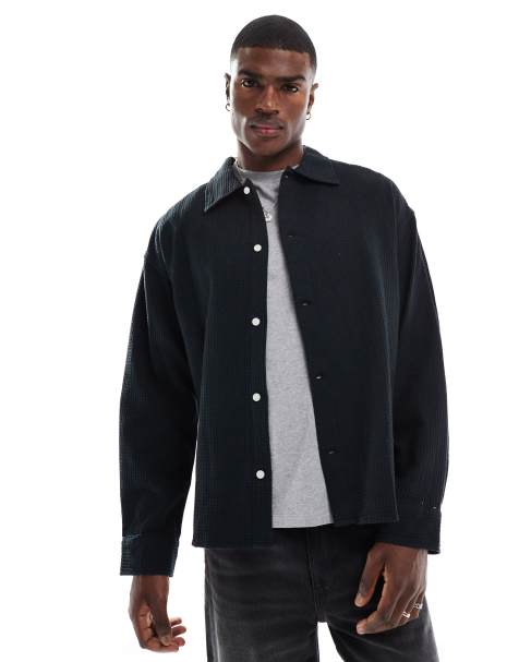 Jack & Jones - Camicia testurizzata oversize nera - view 1