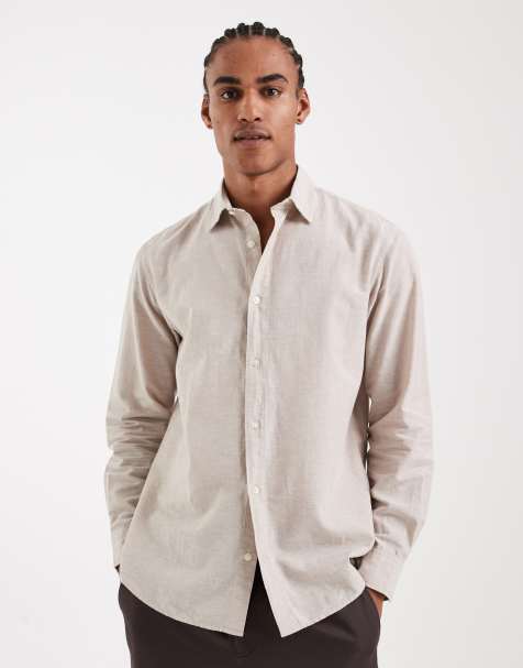 Jack & Jones - Camicia vestibilità classica in misto lino beige - view 1