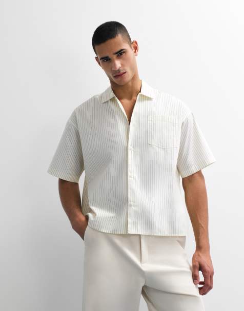 Jack & Jones - Camisa amarilla a rayas de corte cuadrado de popelina - view 1