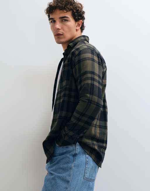 Jack & Jones camisa de franela a cuadros en verde y negro, 2 de 5