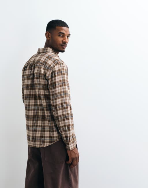 Jack & Jones - camisa de franela a cuadros marrón, 5 de 5