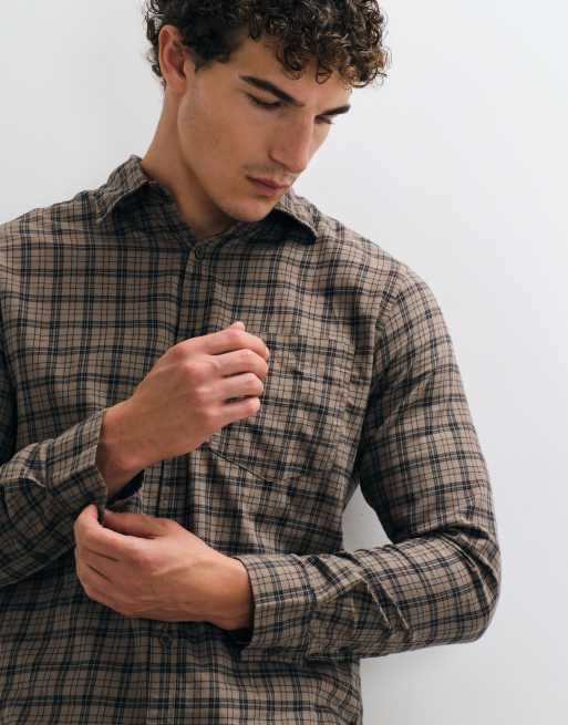 Jack & Jones - camisa de franela a cuadros marrón, 5 de 5