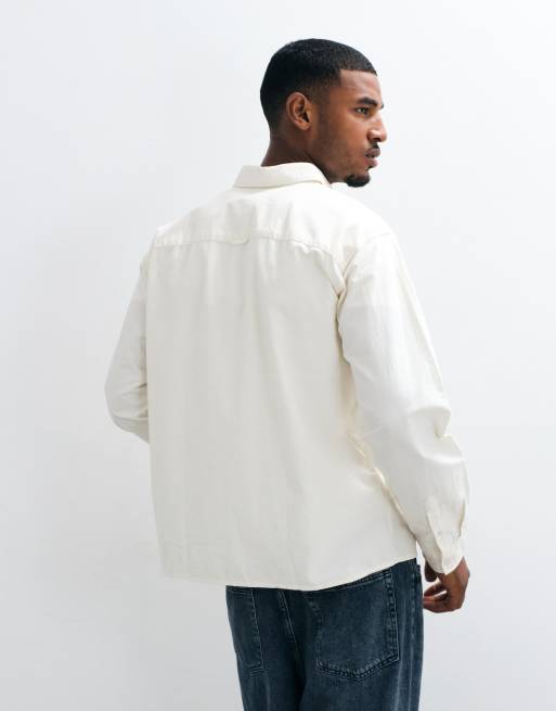 Jack & Jones - camisa de manga larga bordada a rayas blancas, 3 de 5