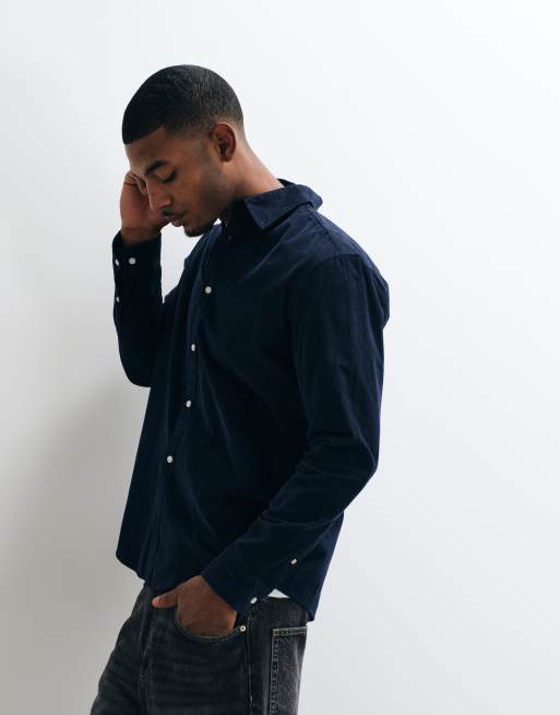 Jack & Jones - camisa de pana regular en azul marino, 3 de 5