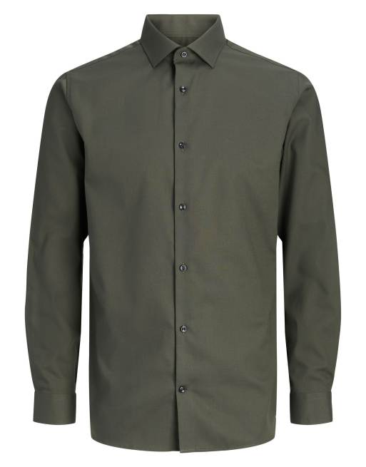 Jack & Jones - Camisa de vestir verde pino nocturno, 7 de 7