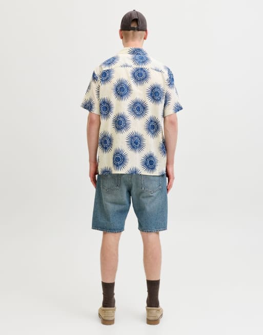 Jack & Jones - Camisa resort color perla marina, 3 de 5