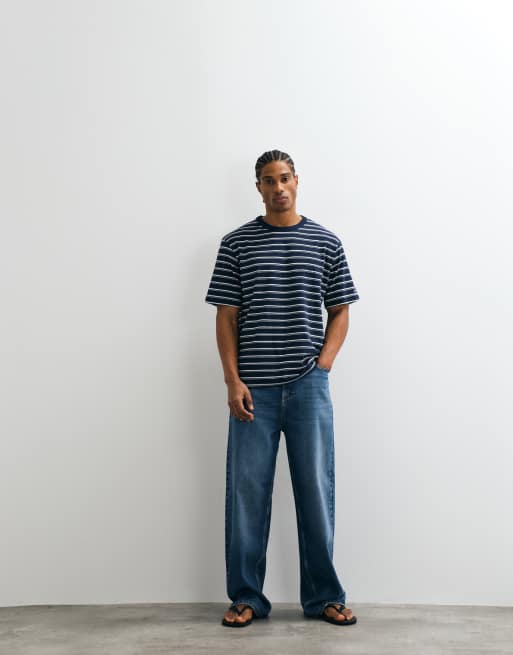 Jack & Jones - Camiseta azul marino a rayas blancas, 4 de 5