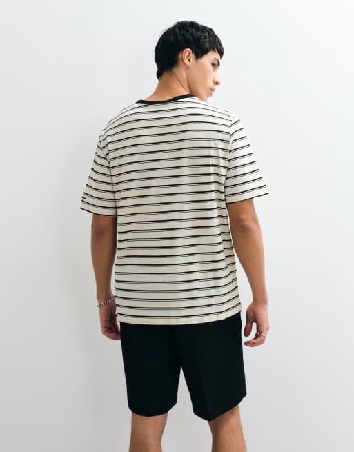 Jack & Jones - Camiseta color crema a rayas negras, 2 de 5