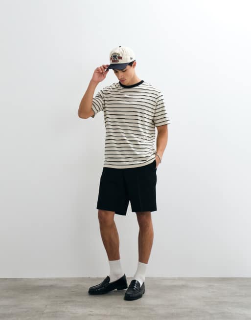 Jack & Jones - Camiseta color crema a rayas negras, 3 de 5