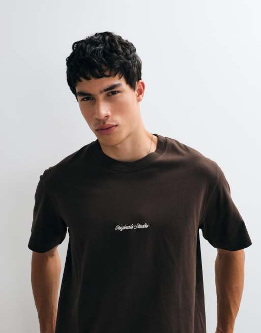 Jack & Jones - camiseta con logo central en marrón, 4 de 5