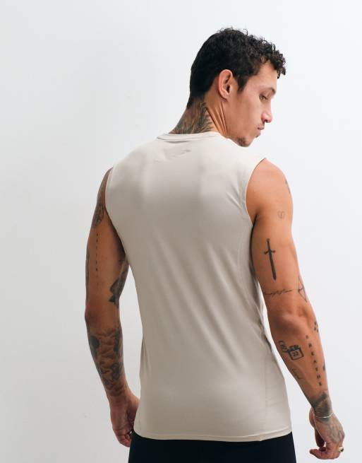 Jack & Jones - camiseta interior deportiva sin mangas en blanco roto, 2 de 5