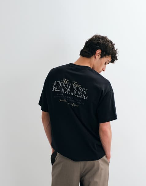 Jack & Jones - Camiseta negra extragrande con estampado de texto en la espalda - view 1