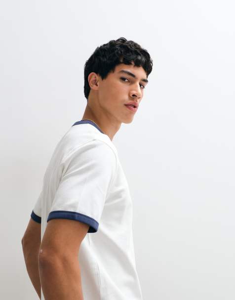 Jack & Jones - camiseta ringer regular en blanco y azul - view 1